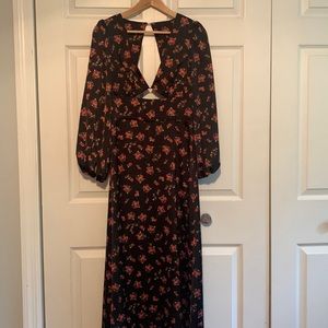 AFRM rosette long sleeve cut out dress